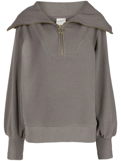 Oversize-Collar Ribbed Jumper