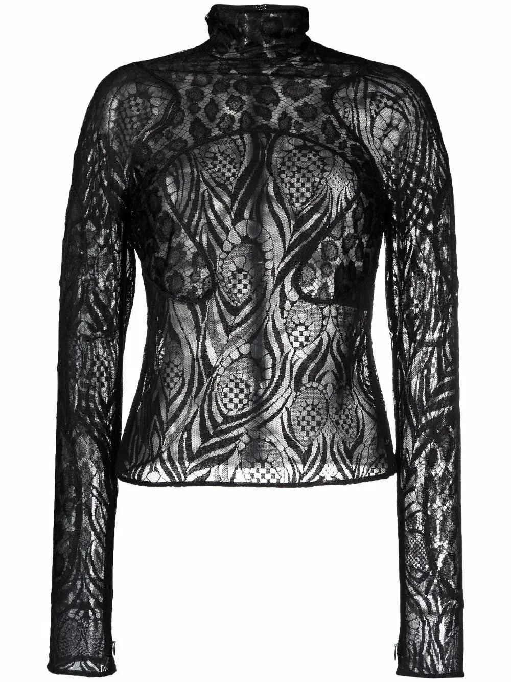 Sheer Lace High-Neck Top