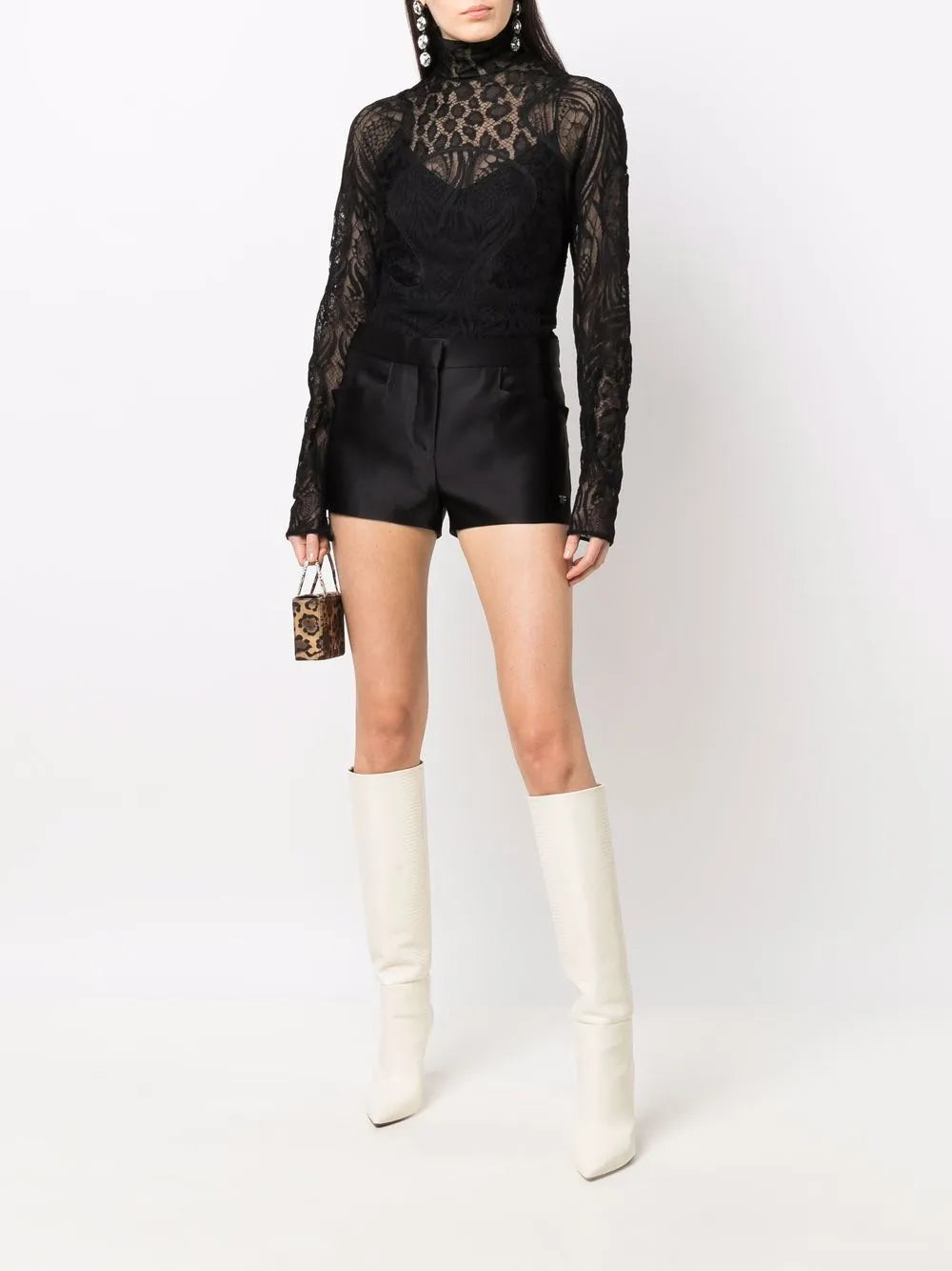Sheer Lace High-Neck Top