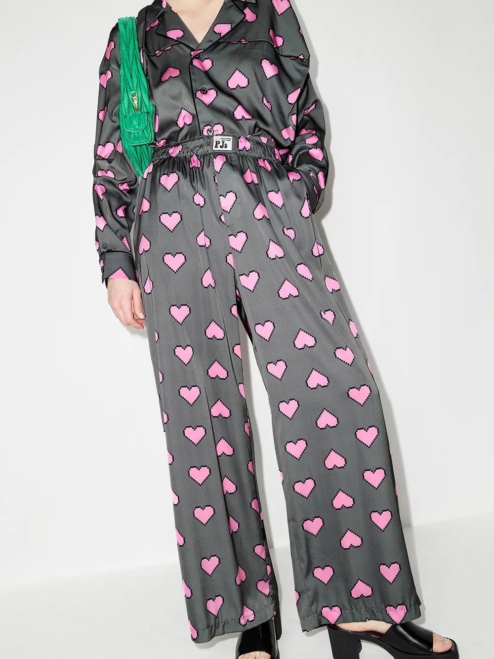 Heart-Print Wide-Leg Trousers