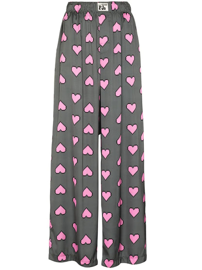 Heart-Print Wide-Leg Trousers