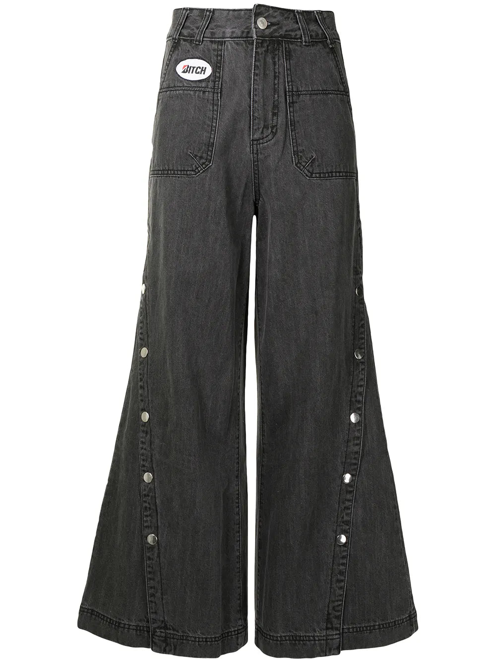 Button-Leg Flared Jeans