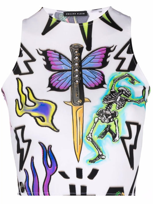 Monogram Tattoo Crop Top
