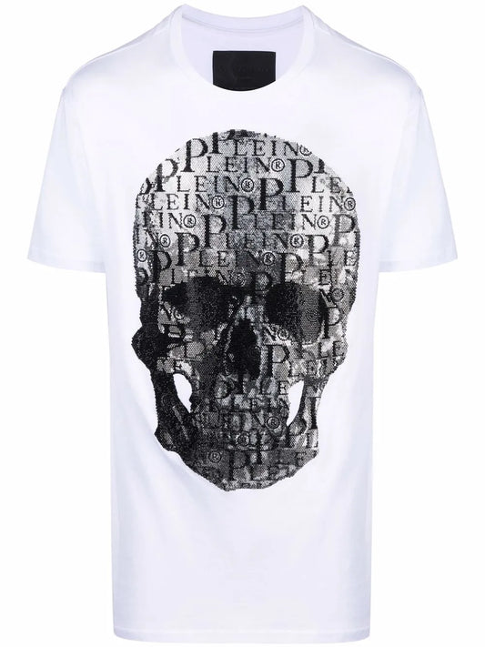 Skull-Print Round Neck T-Shirt