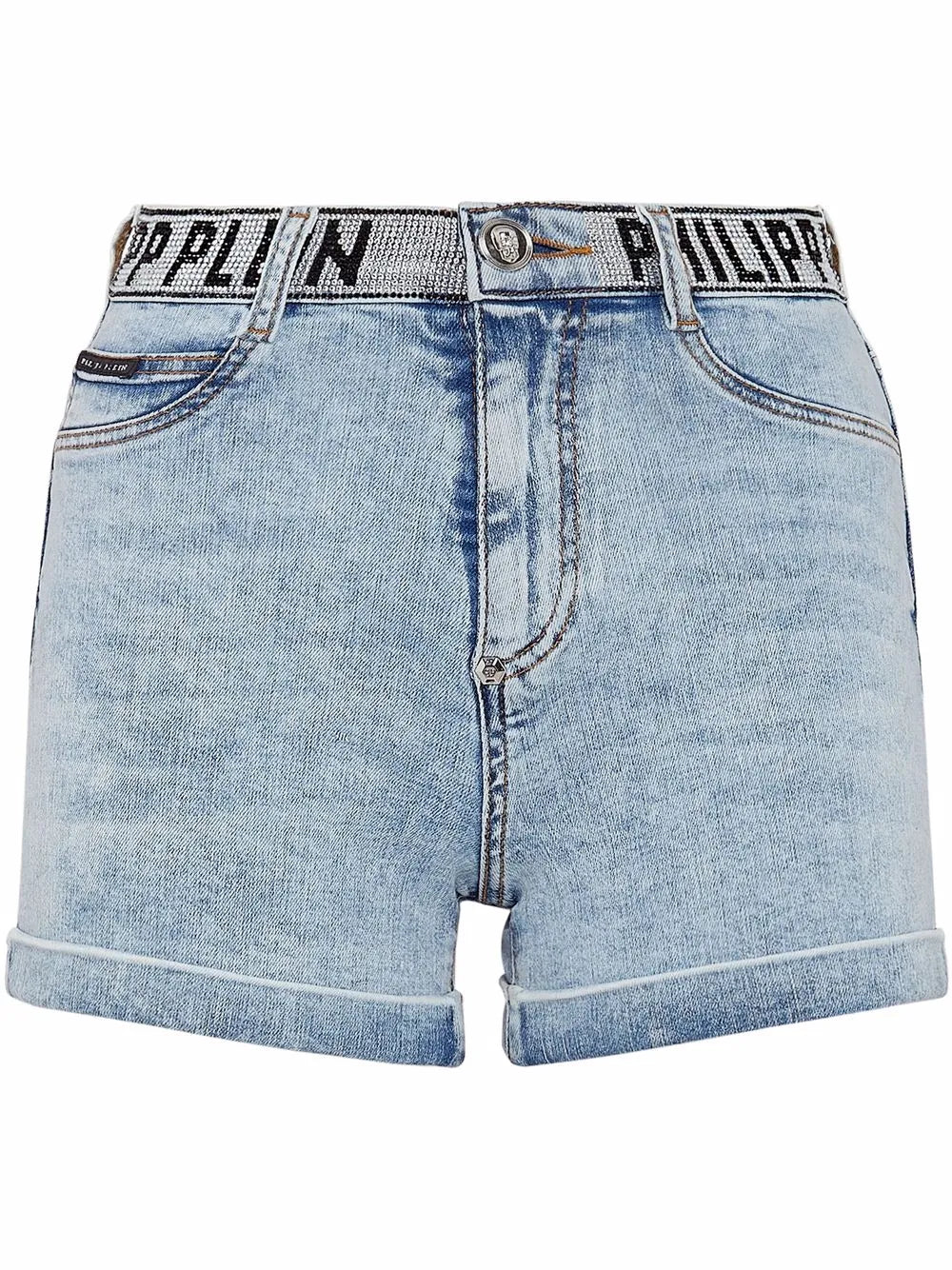 Logo-Waistband Denim Shorts