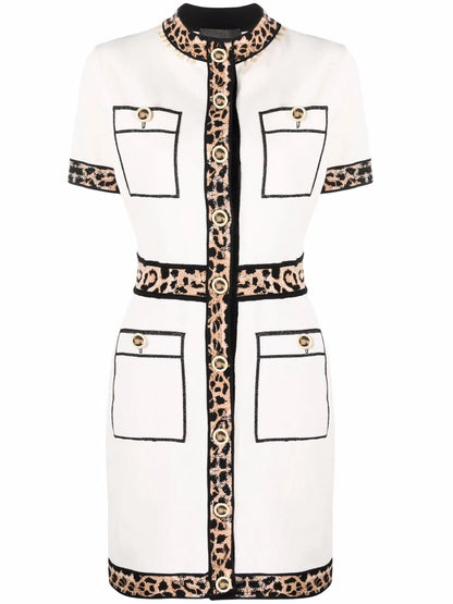 Leopard Trim Dress
