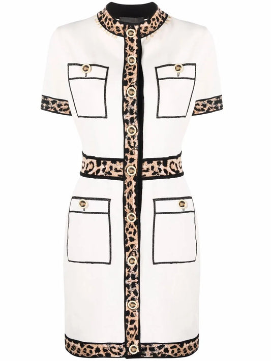 Leopard Trim Dress