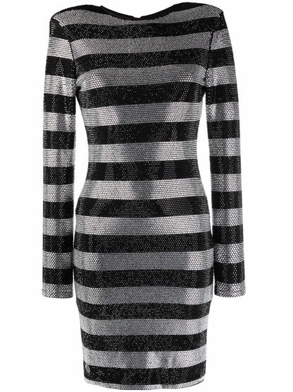 Crystal-Stripes Fitted Mini Dress