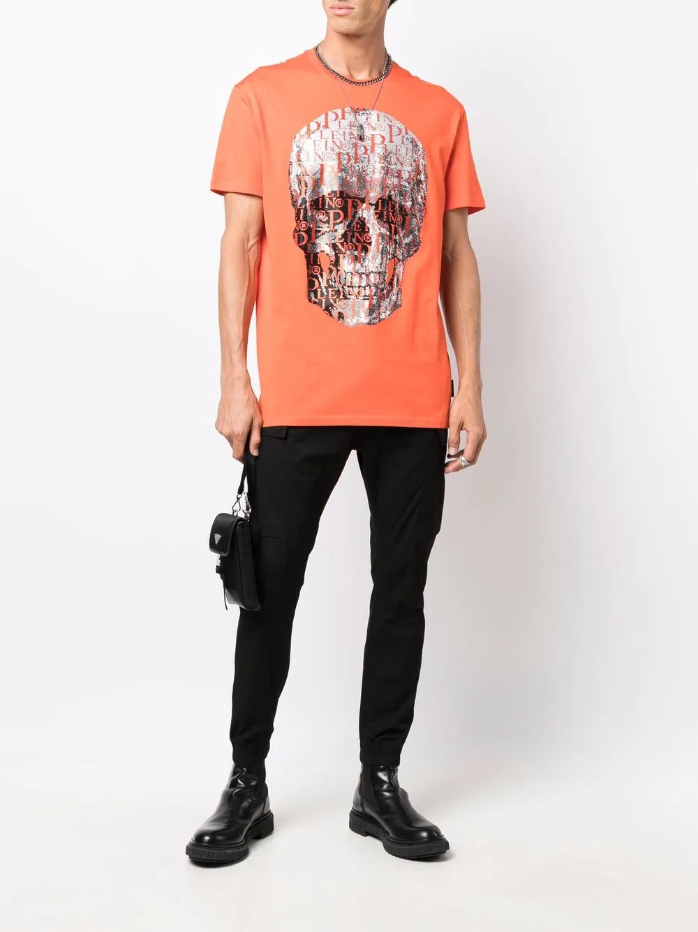 Beaded Logo-Skull T-Shirt