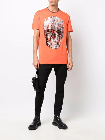 Beaded Logo-Skull T-Shirt