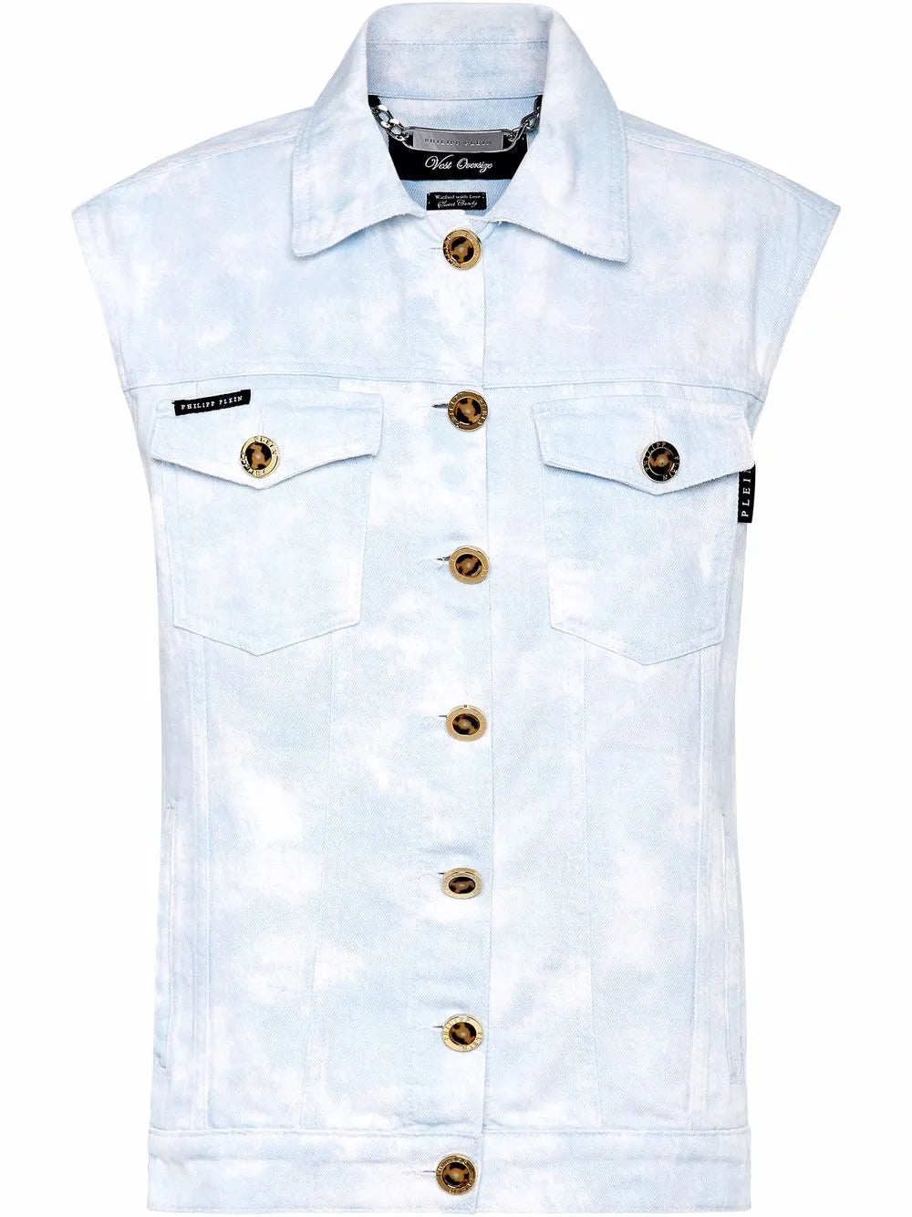 Bleach-Effect Denim Vest