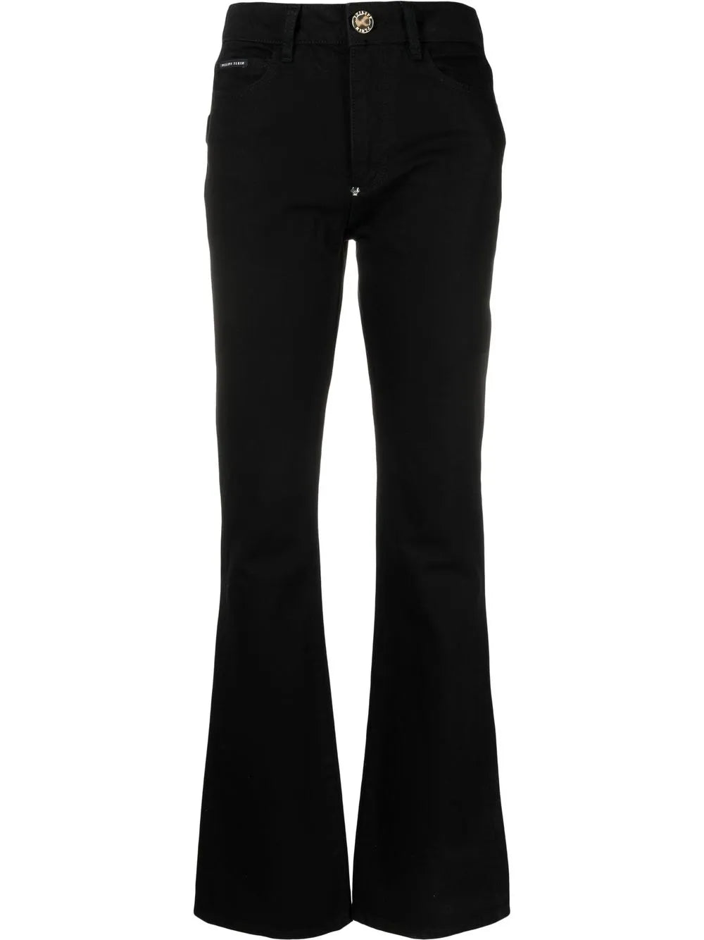 Skull Flared High-Waisted Jeans