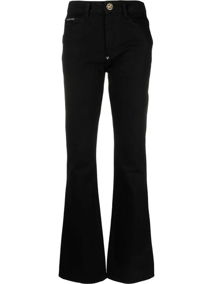 Skull Flared High-Waisted Jeans