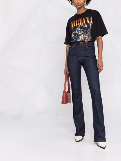 High-Waisted Flared Jeans