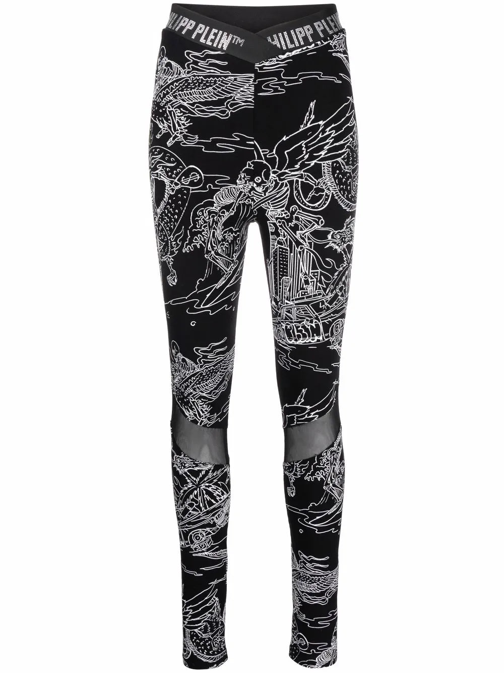 High-Waist Tattoo-Print Leggings