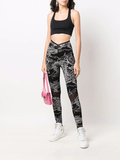 High-Waist Tattoo-Print Leggings