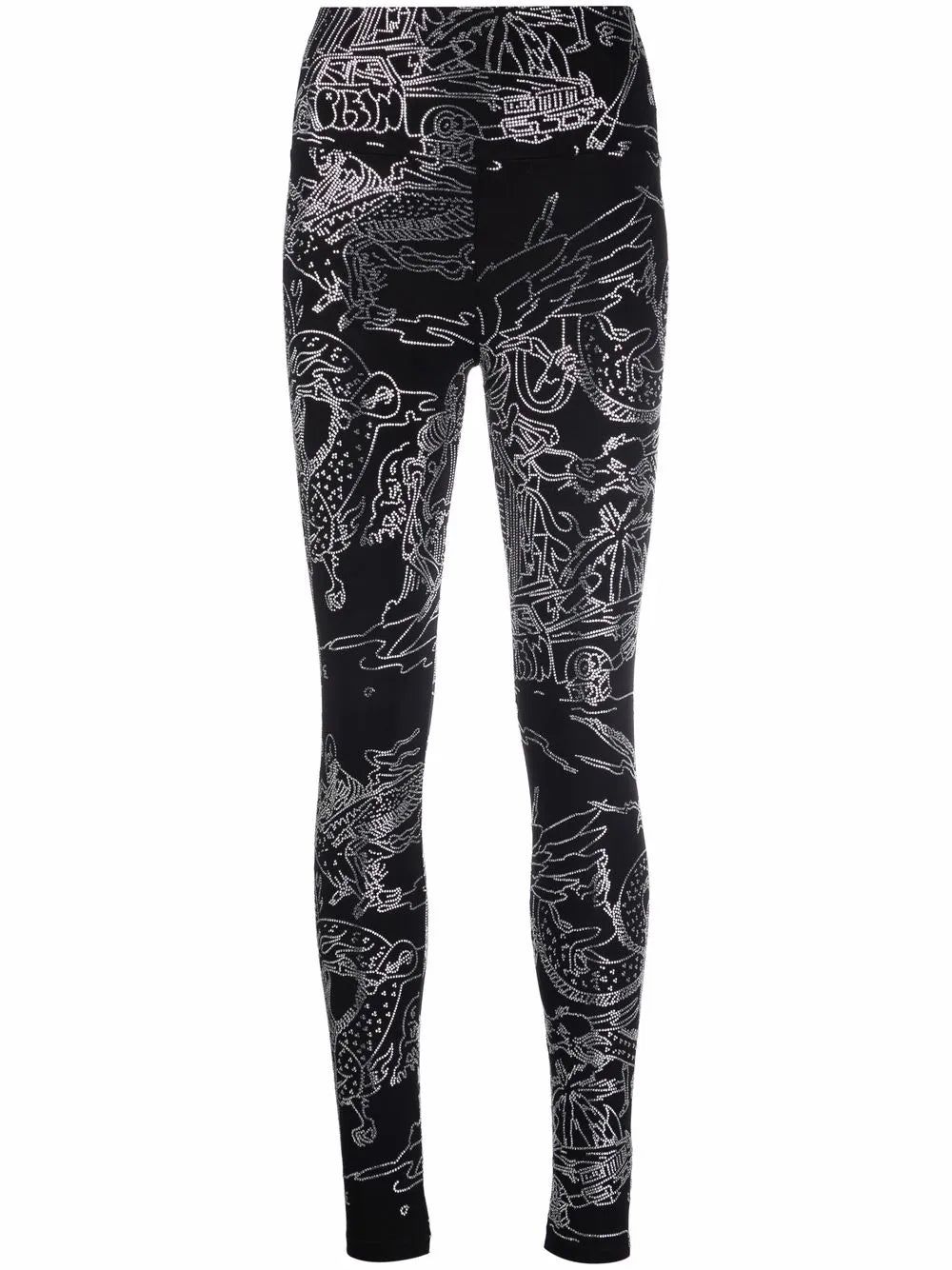 Tattoo-Print Embellished Leggings