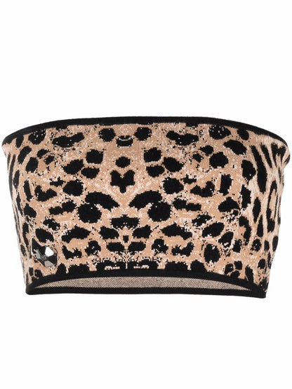 Knitted Leopard-Print Bandeau Top