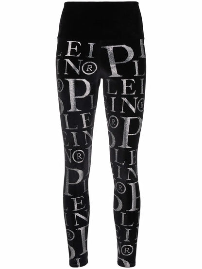 Velvet Logo-Print High-Waisted Leggings