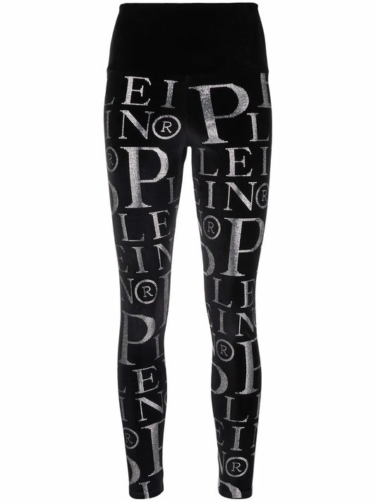 Velvet Logo-Print High-Waisted Leggings