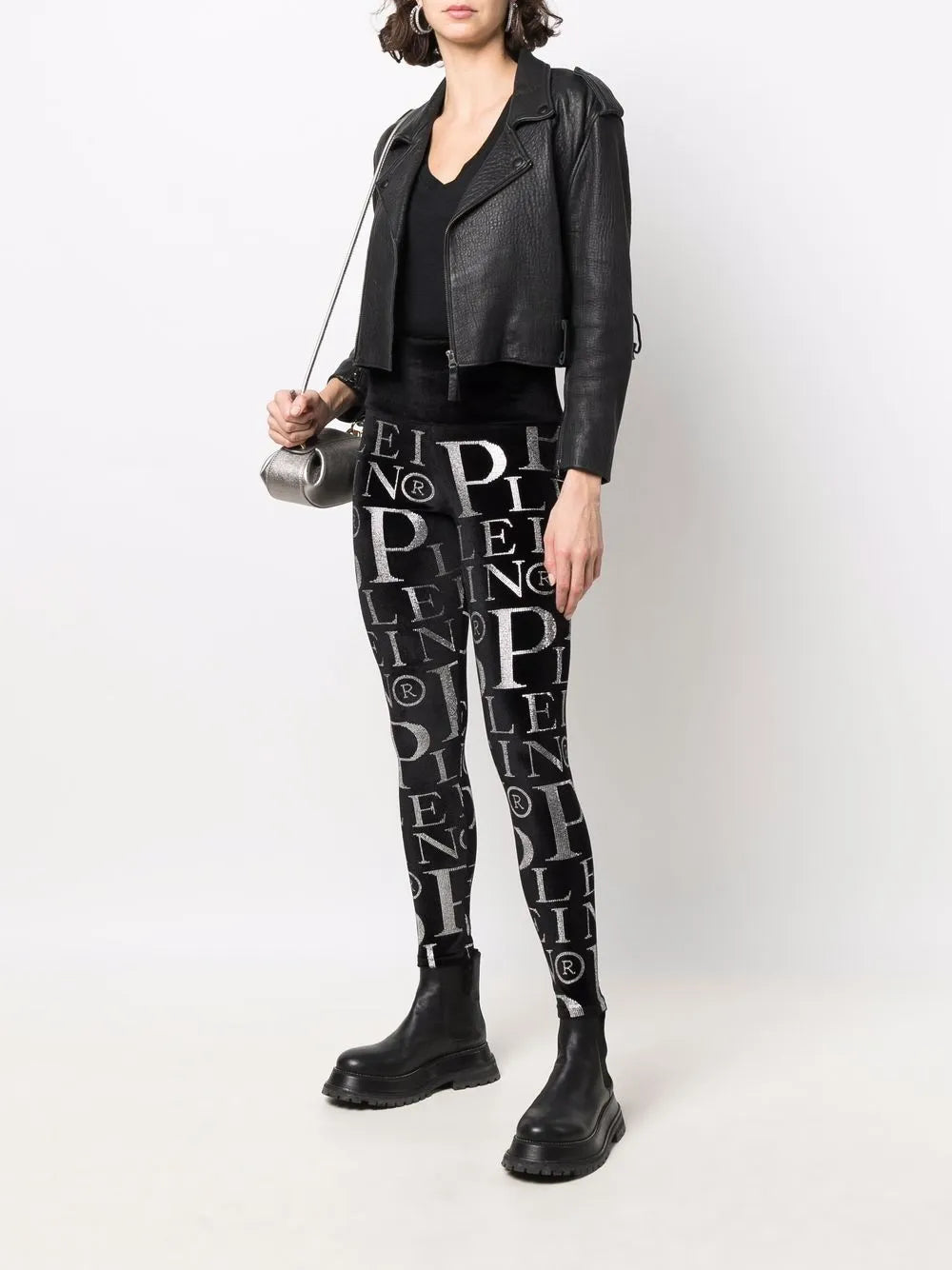 Velvet Logo-Print High-Waisted Leggings