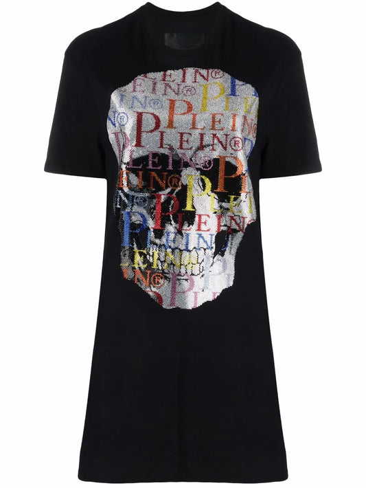 Rhinestone-Skull T-Shirt Dress