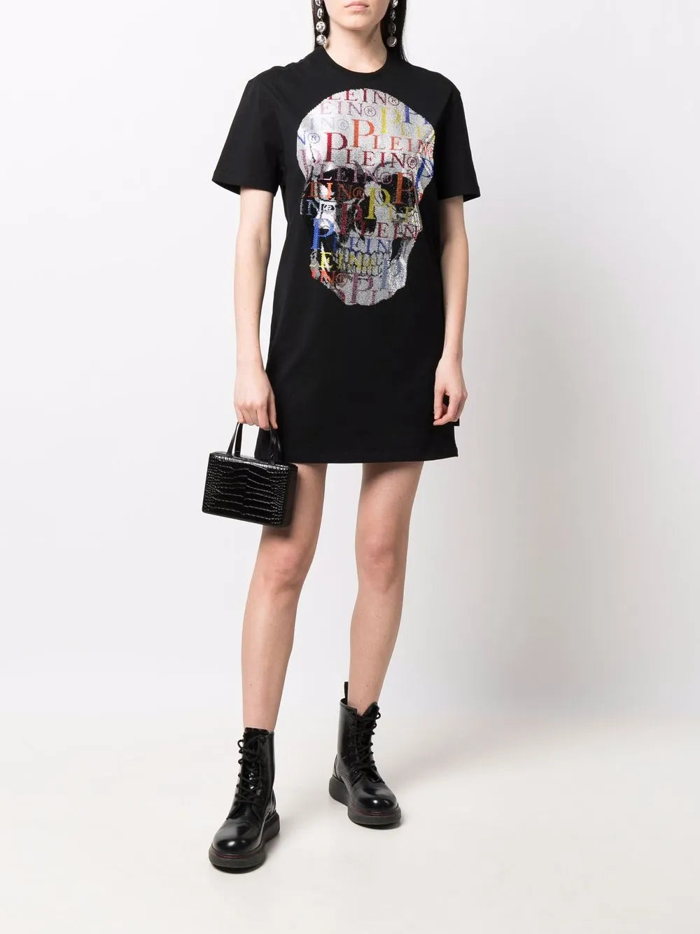 Rhinestone-Skull T-Shirt Dress