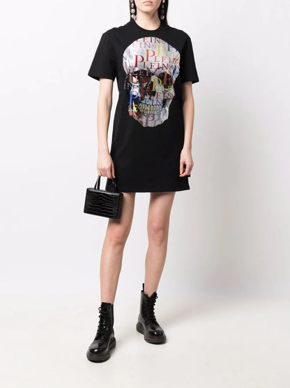 Rhinestone-Skull T-Shirt Dress