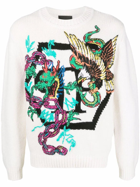 Patterned Intarsia-Knit Jumper