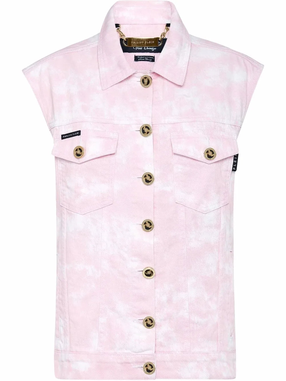 Bleach-Effect Denim Vest