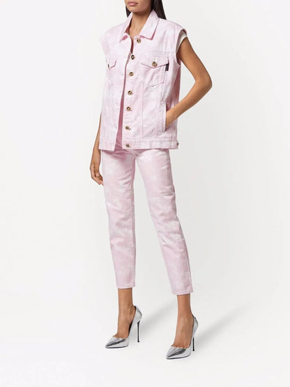 Bleach-Effect Denim Vest