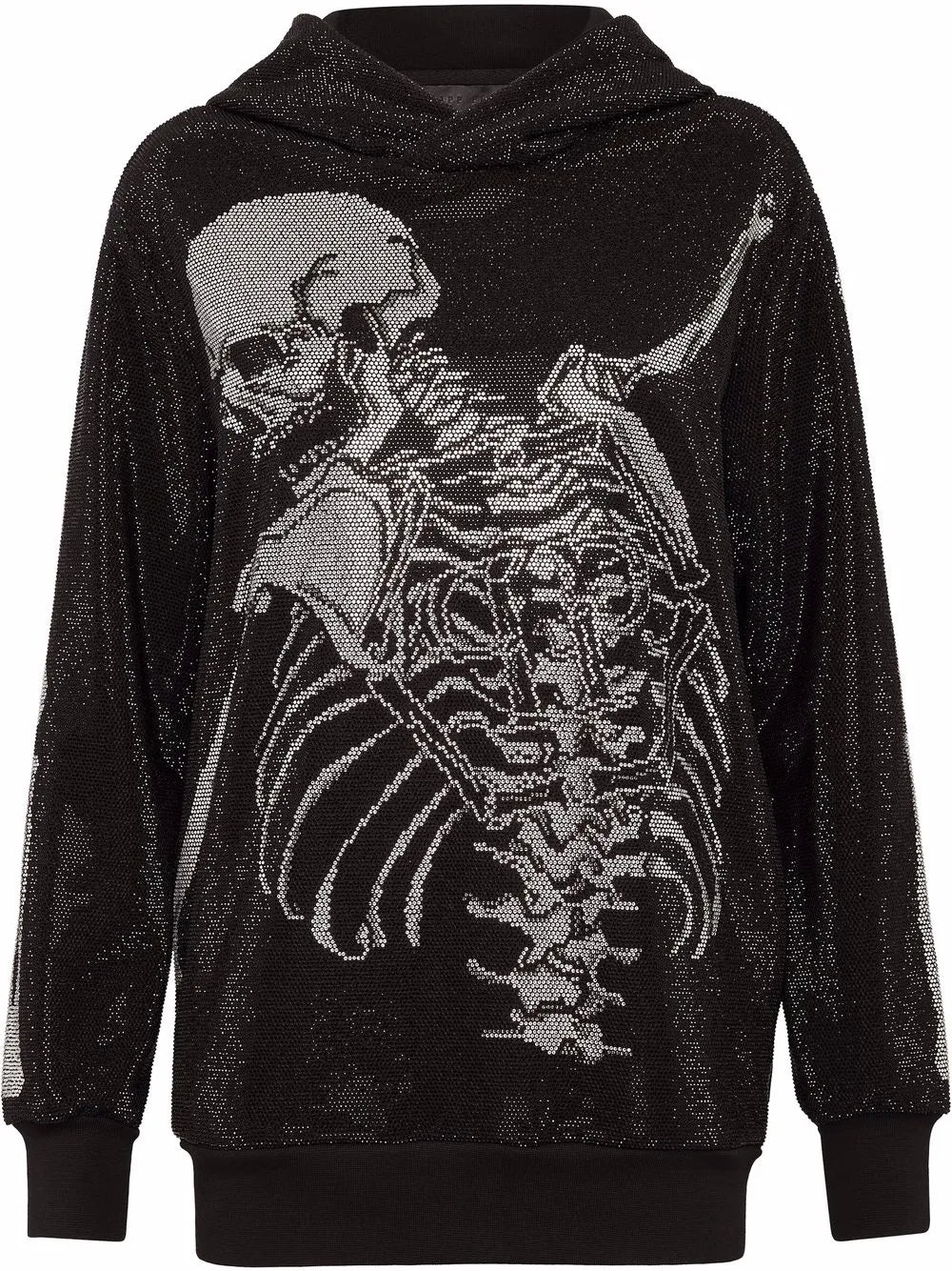 Rhinestone-Embellished Skeleton Hoodie