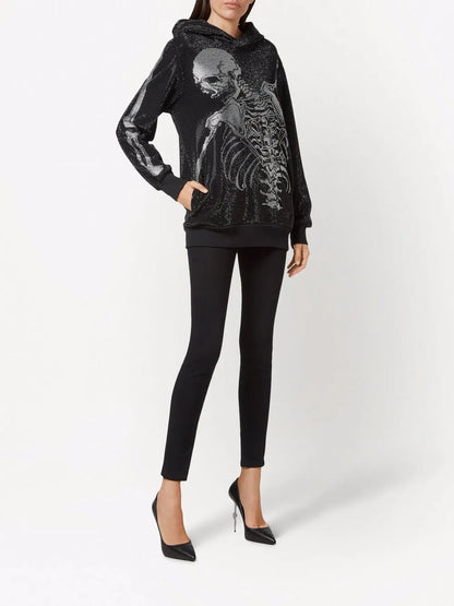 Rhinestone-Embellished Skeleton Hoodie