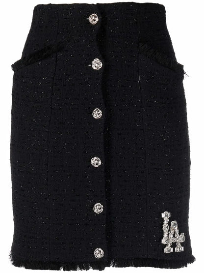 Crystal Skull Tweed Short Skirt