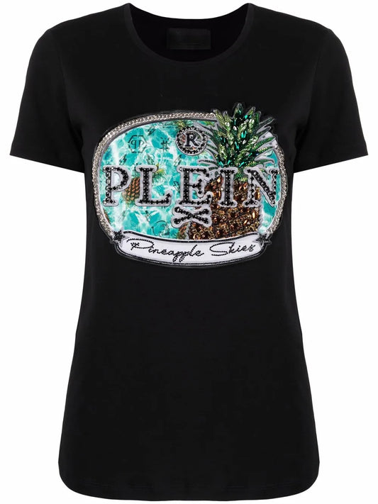 Crystal-Embellished Short-Sleeve T-Shirt