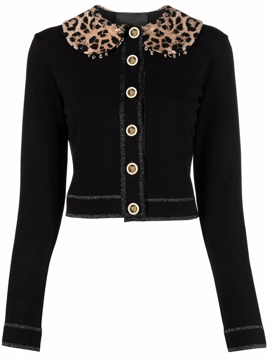 Leopard Print Collar Cardigan