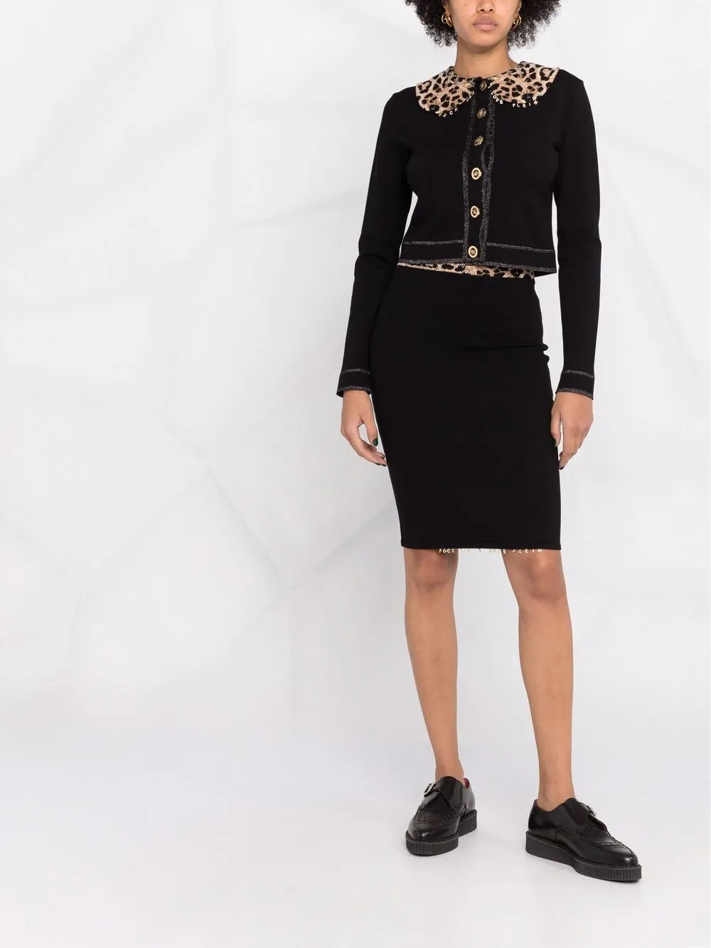 Leopard Print Collar Cardigan