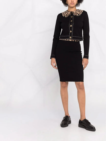 Leopard Print Collar Cardigan