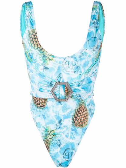 Pineapple Skies Buckled Monokini