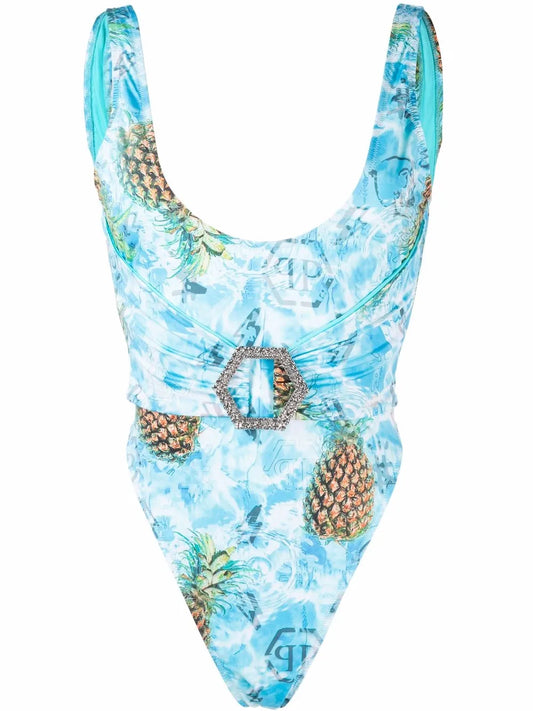 Pineapple Skies Buckled Monokini