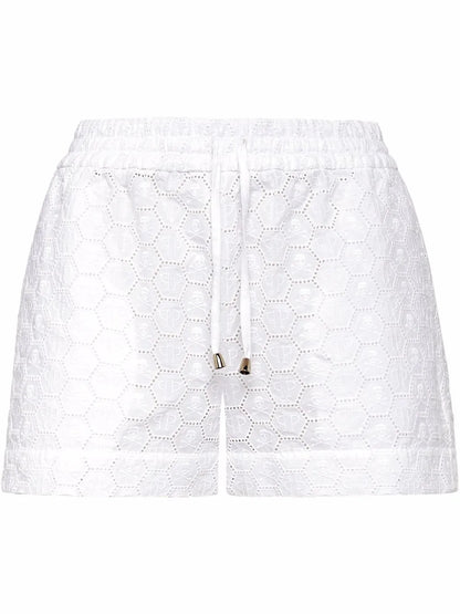 Logo-Embroidered Lace Shorts