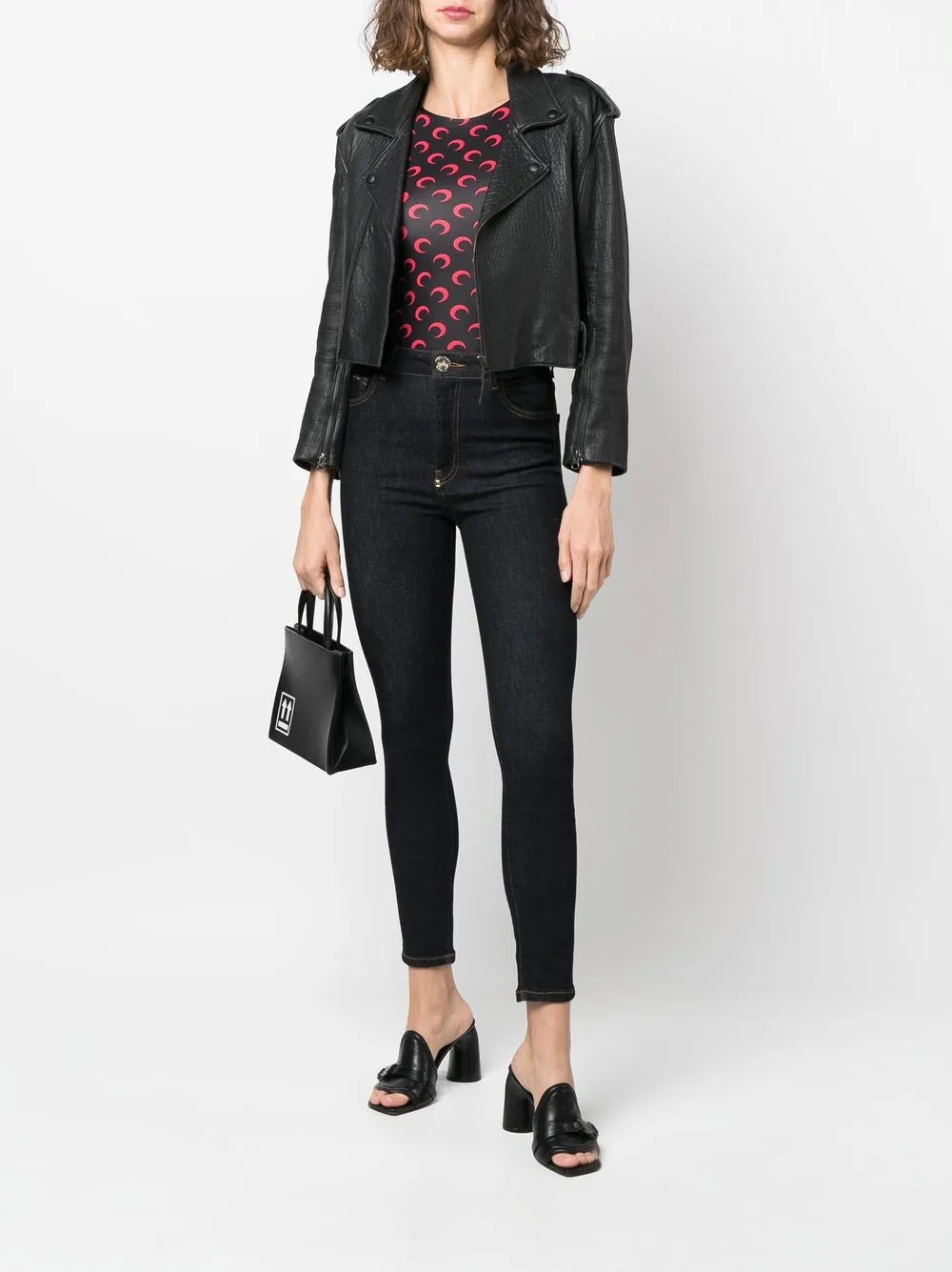 Skull Embroidered Logo Skinny Jeans