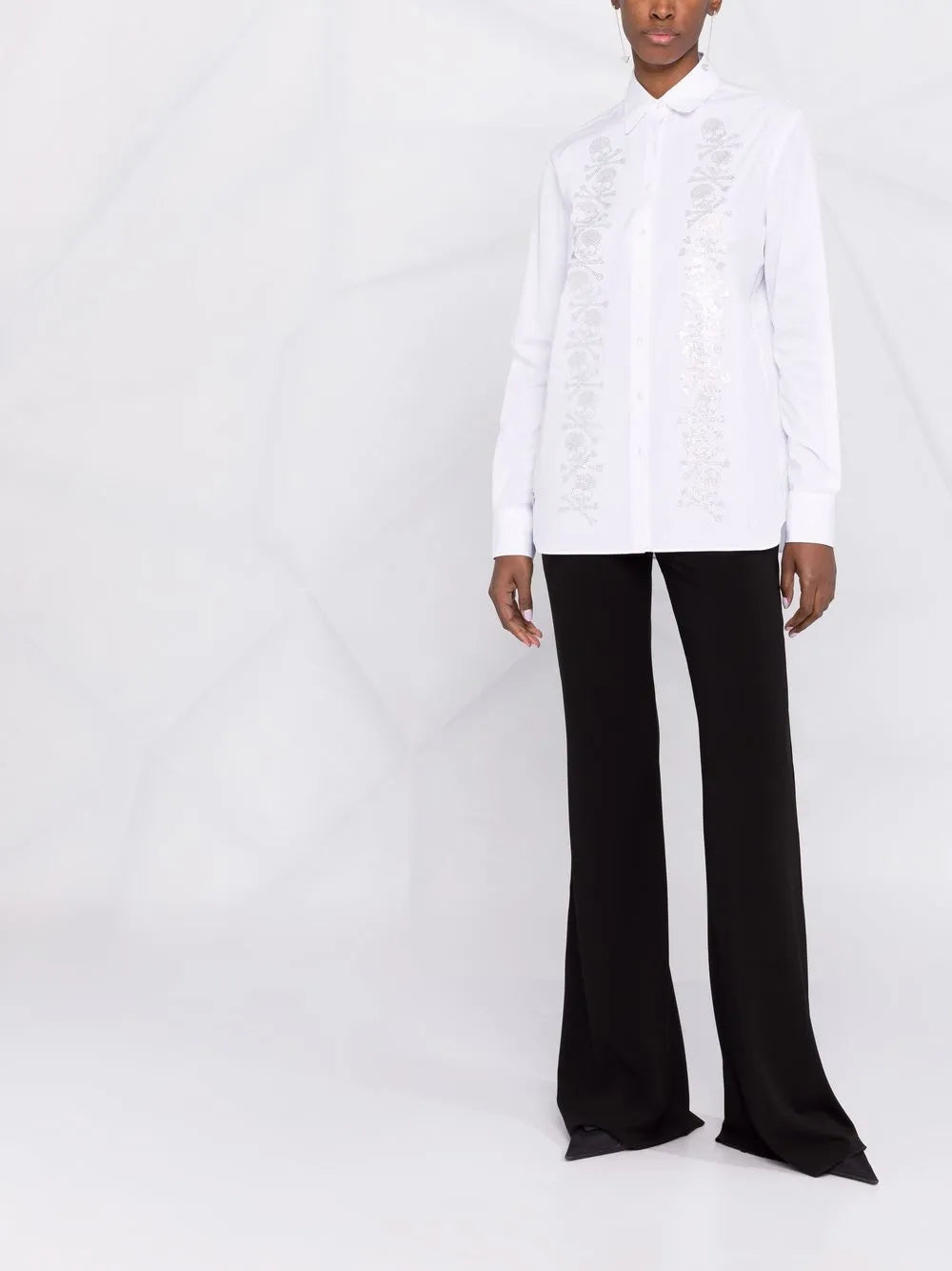 Rhinestone-Skull Button-Up Shirt