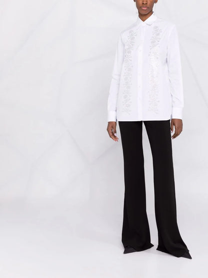 Rhinestone-Skull Button-Up Shirt