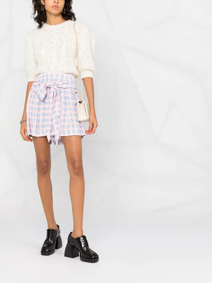 Spot-Print Tied-Waist Shorts