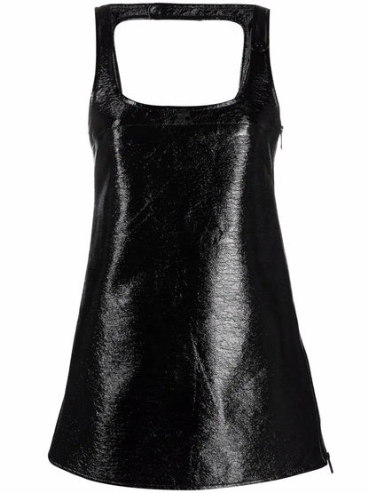 Sleeveless Vinyl Mini Dress