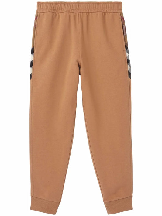 Check-Panel Cotton Jogging Pants