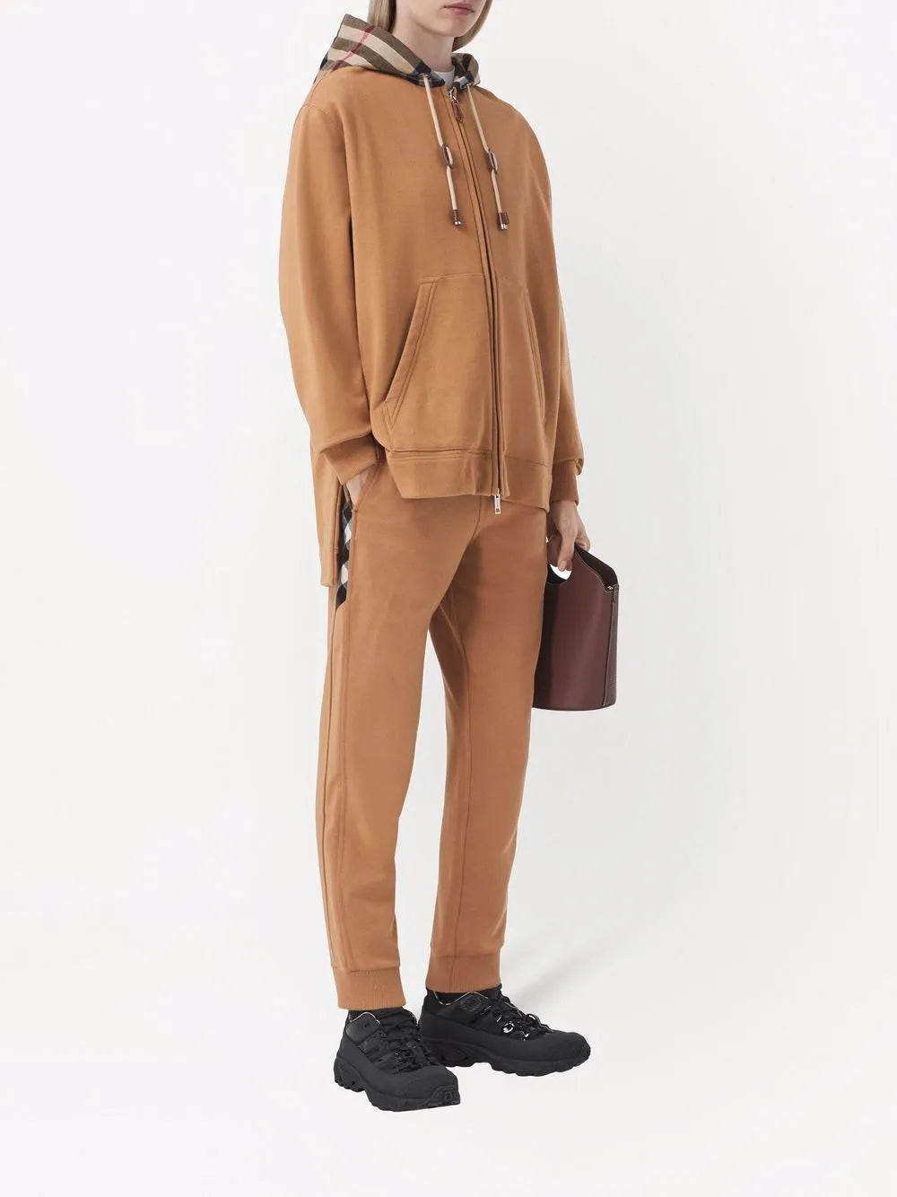 Check-Panel Cotton Jogging Pants