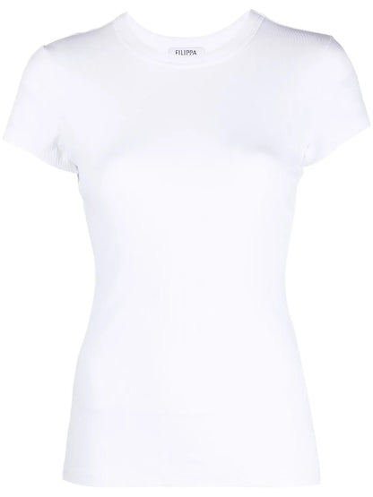 Ribbed-Knit Short-Sleeved T-Shirt
