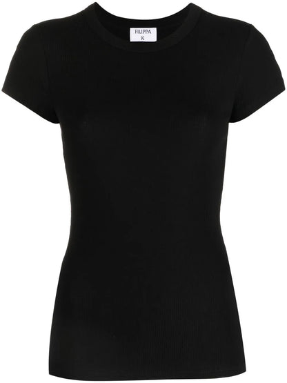 Ribbed-Knit Short-Sleeved T-Shirt